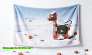 Hermès Winter Wooden Block Camel Flannel Throw Blanket IMG_5403